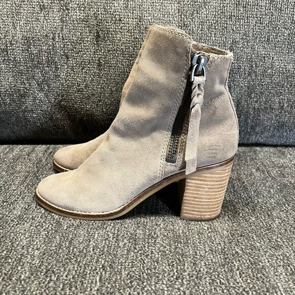 Dolce Vita Ankle Boots Womens 6 Taupe Suede Lana Zip Booties Stacked Heel Casual - Picture 6 of 12
